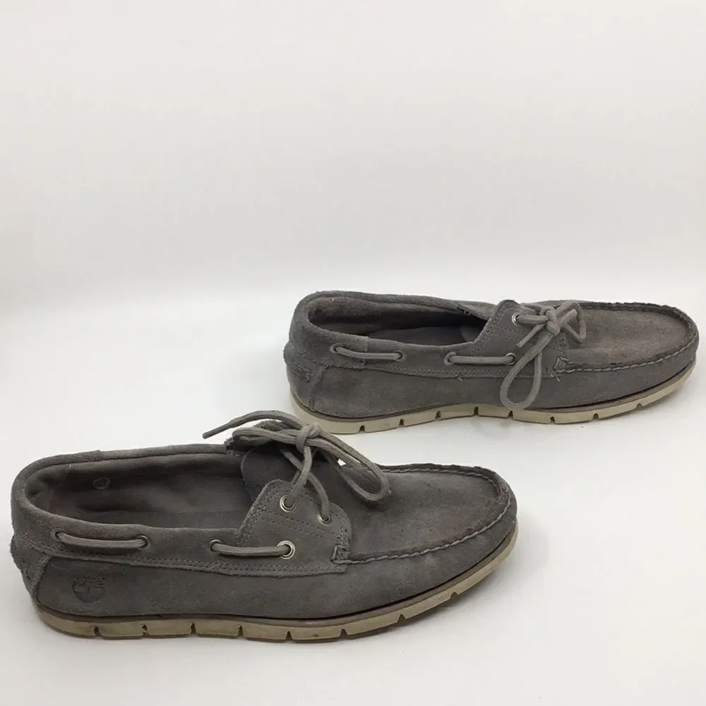 Timberland Gray Suede Boat Shoes Loafers with SensorFlex Technology size 9